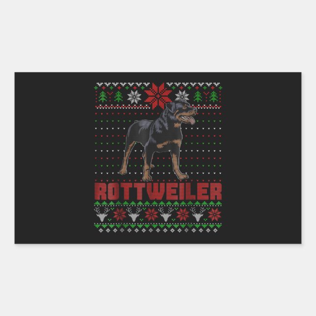 Adesivo Retangular Presente de cachorro| Feliz Natal meu Rottweiler (Frente)
