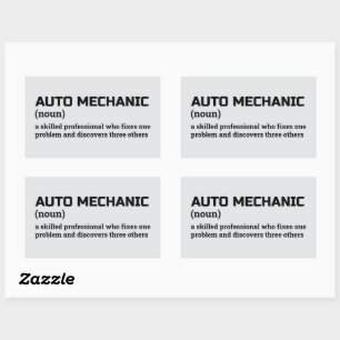Adesivo Retangular Presente de Definição Funny Mecânica Automática