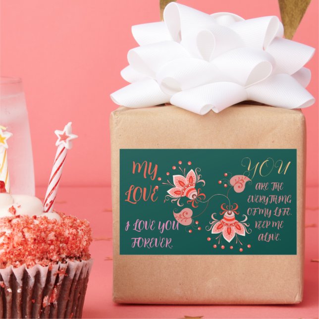 Adesivo Retangular PRESENTE DE dia de os namorados, ESPOSA, MARIDO (Festa)