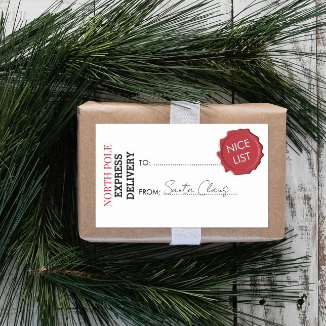 Adesivo Retangular Presente Oficial do Papai Noel do Polo Norte (Criador carregado)