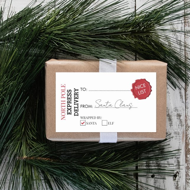 Adesivo Retangular Presente Oficial do Papai Noel do Polo Norte (Criador carregado)