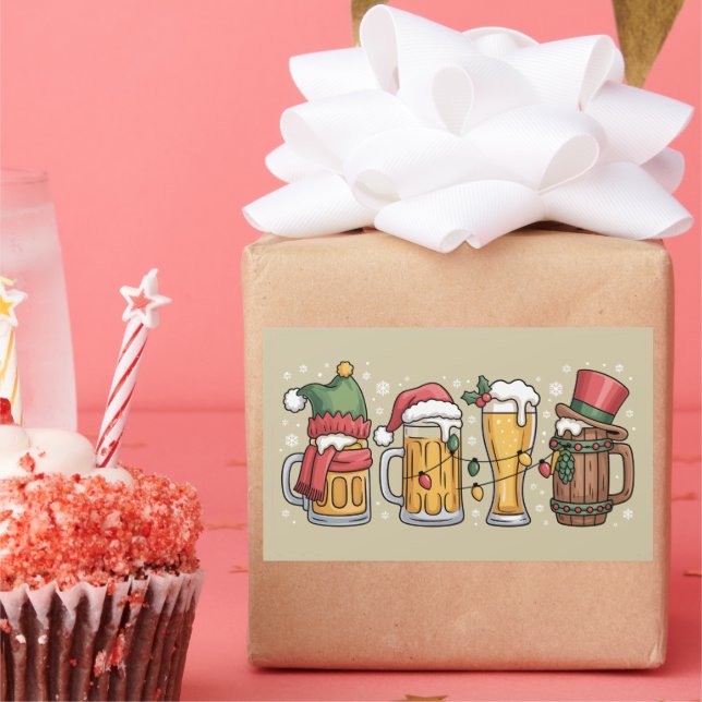 Adesivo Retangular Presente para Amante de Cerveja no Natal Espírito  (Festa)