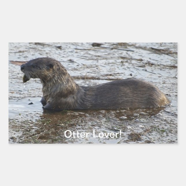 Adesivo Retangular Presentes do Selvagem "Otter Lover" (Frente)