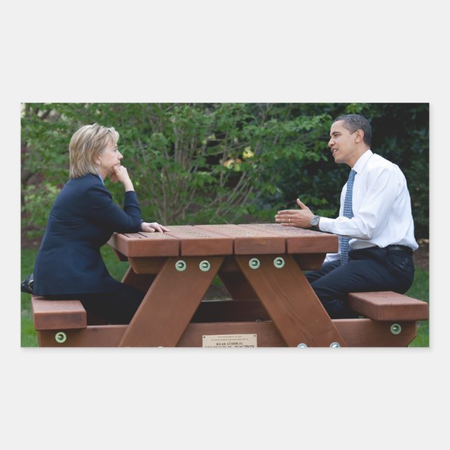 Adesivo Retangular Presidente Barack Obama e Hillary Clinton (Frente)