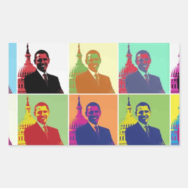 Adesivo Retangular Presidente Obama Pop Art (Frente)