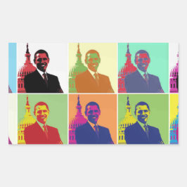 Adesivo Retangular Presidente Obama Pop Art