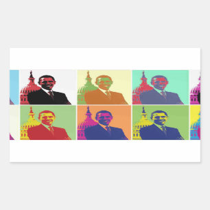 Adesivo Retangular Presidente Obama Pop Art