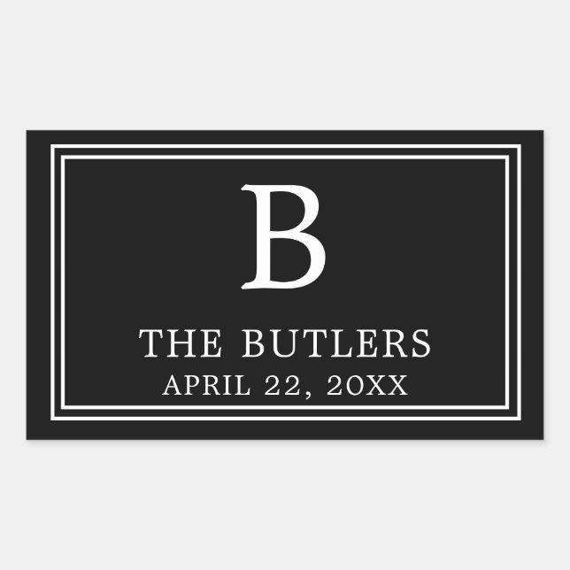 Adesivo Retangular Preto e Branco Moderno (Frente)