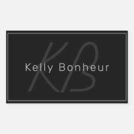 Adesivo Retangular Preto e Cinza modernos | Nome Legal e Monograma