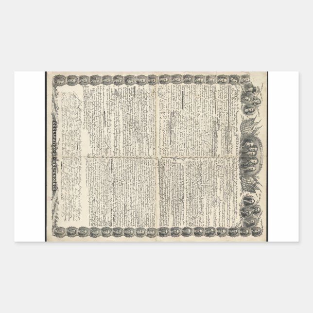 Adesivo Retangular Primeiro Projeto de Declaração de Independência (Frente)