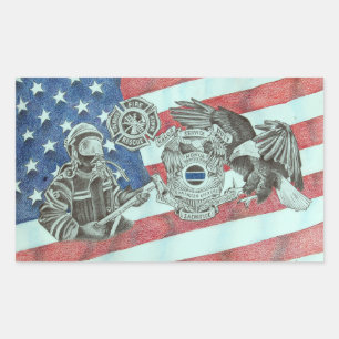 Adesivo Retangular Primeiro Respondente Patriótico