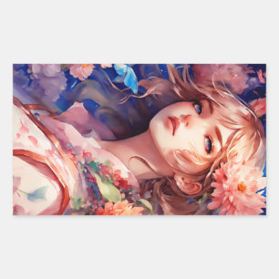 Adesivo Retangular Princesa Anime