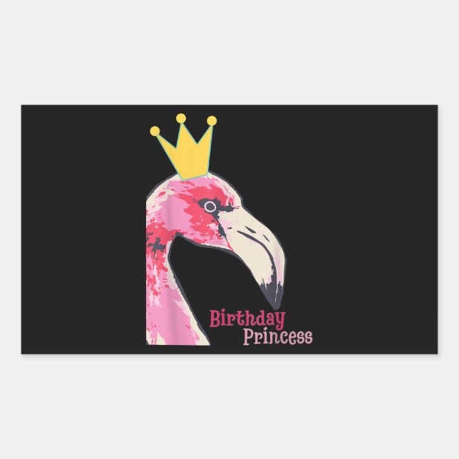 Adesivo Retangular Princesa de aniversário Flamingo | Flamingo-Cute (Frente)
