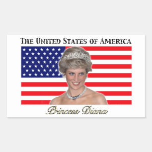 Adesivo Retangular Princesa Diana USA Flag