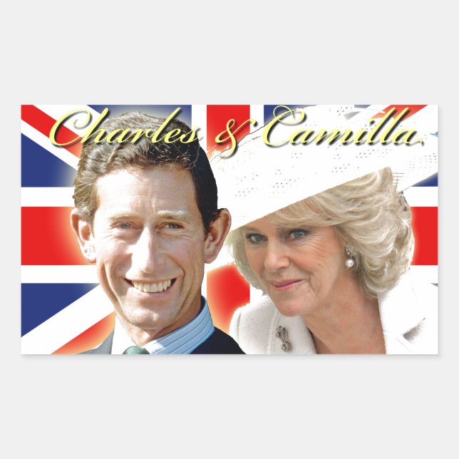 Adesivo Retangular Príncipe Carlos & HRH Duquesa Cornwall (Frente)