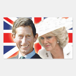 Adesivo Retangular Príncipe Carlos & HRH Duquesa Cornwall