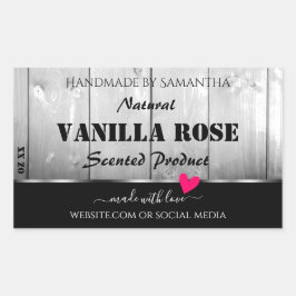 Adesivo Retangular Produto de grão de madeira branca e negra Rotulage