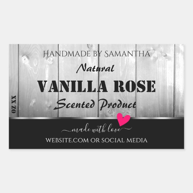 Adesivo Retangular Produto de grão de madeira branca e negra Rotulage (Frente)