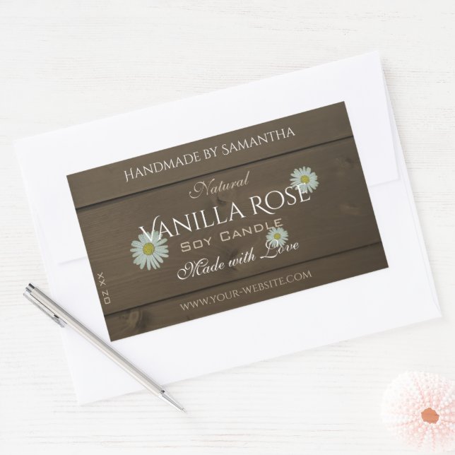 Adesivo Retangular Produto de Grãos de Madeira Castanho-Escuro Modern (Envelope)