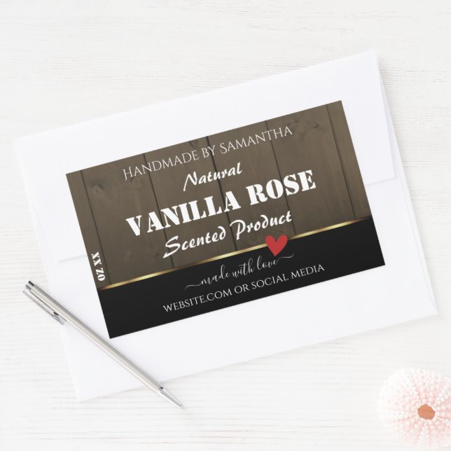 Adesivo Retangular Produto de Grãos de Madeira Preto-Escuro, Castanho (Envelope)