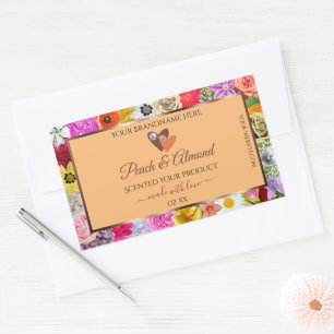 Adesivo Retangular Produto Floral Colorido Rotulagem de Produtos de P