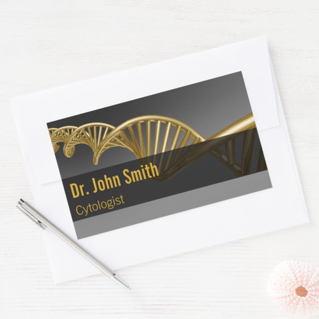 Adesivo Retangular Professional Luxury Gold DNA Strand Medical (Envelope)