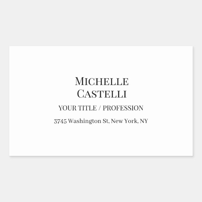 Adesivo Retangular Professional Unique Classical Simple Black & White (Frente)