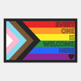 Adesivo Retangular Progress Flag "Everyone Is Welcome Here"