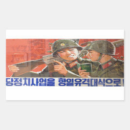 Adesivo Retangular Propaganda de Soldados da Coreia do Norte