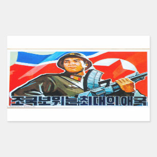 Adesivo Retangular Propaganda norte-coreana do soldado