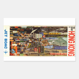 Adesivo Retangular Propagandas do viagem da linha aérea de Hong Kong