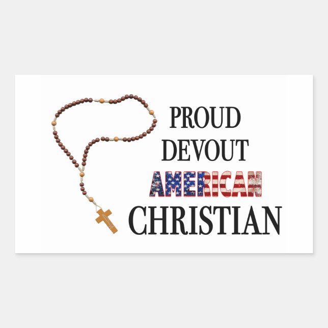 Adesivo Retangular Proud Devout American Christian Sticker (Frente)