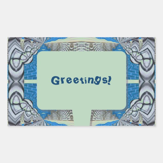 Adesivo Retangular Psicodélico - Padrão e Texto Fraturais Divertidos (Frente)