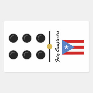 Adesivo Retangular Puerto Rico Feliz Aniversário Dominó