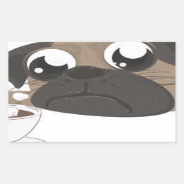 Adesivo Retangular Pug e café