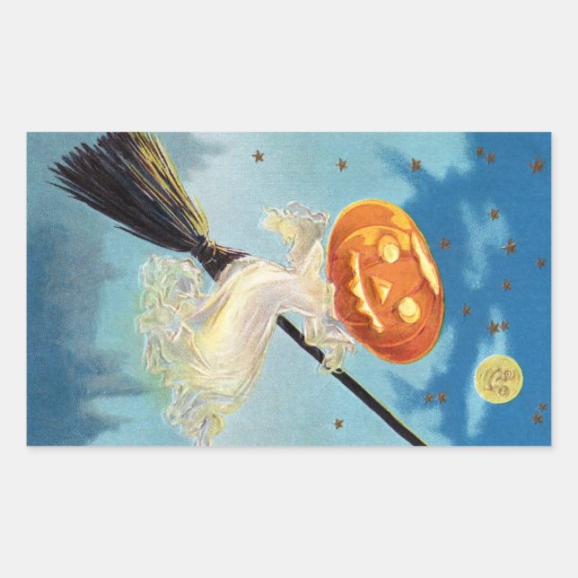 Adesivo Retangular Pumpkin Ghost Witch (Frente)