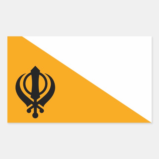 Adesivo Retangular Punjab Sikh Santa Bandeira Sikhismo Nishan Sahib (Frente)