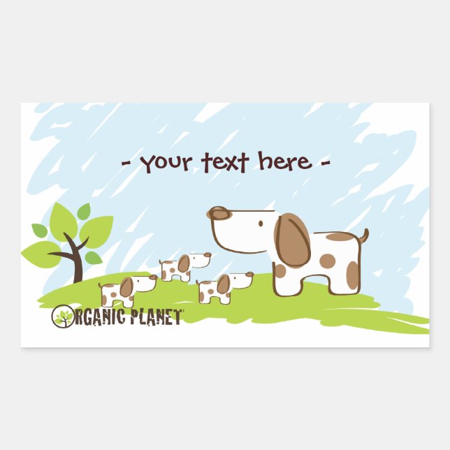 Adesivo Retangular Puppies Orgânico Penhadores (Frente)