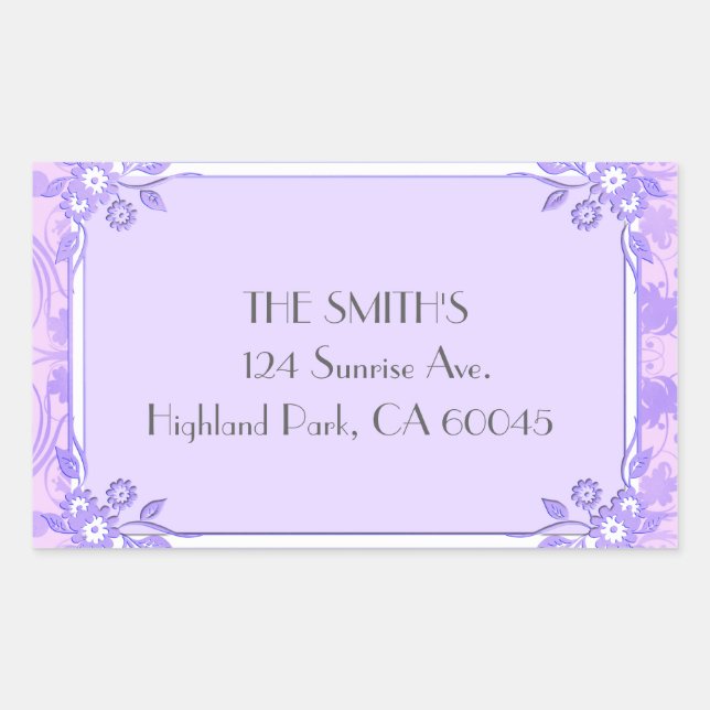 Adesivo Retangular Púrpura Luz Flor (Frente)