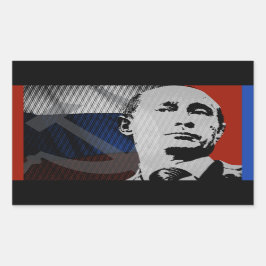 Adesivo Retangular Putin com bandeira russa