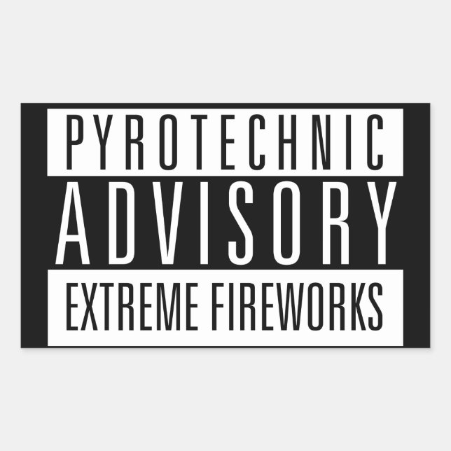 Adesivo Retangular Pyrotechnic Advisory - Fireworks Extremas (Frente)