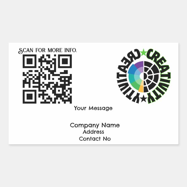 Adesivo Retangular QRcode de presente da empresa com personalização B (Frente)