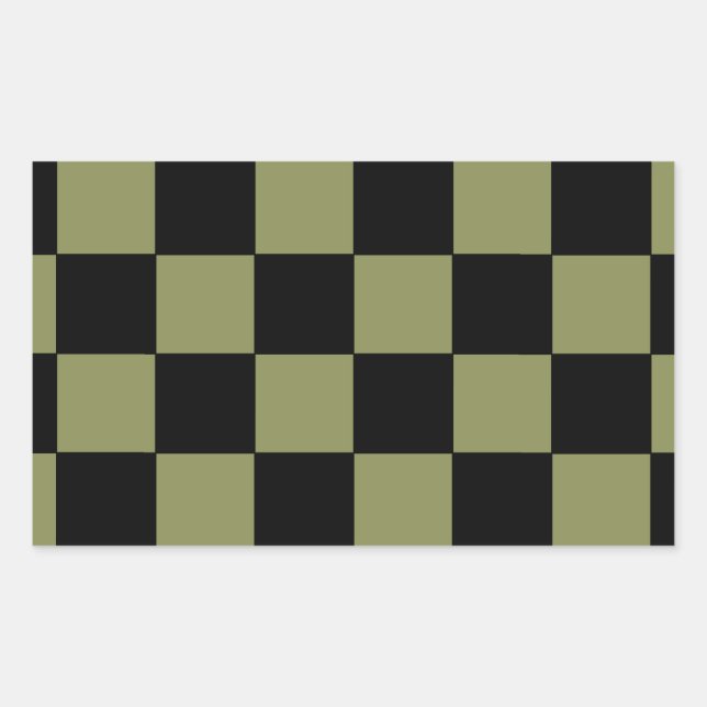 Adesivo Retangular Quadro de Chessboard Verde do Exército hipster (Frente)