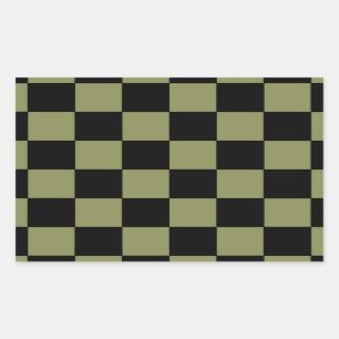 Adesivo Retangular Quadro de Chessboard Verde do Exército hipster