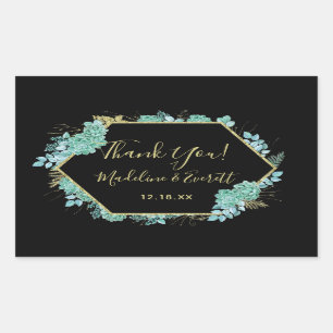 Adesivo Retangular Quadro Dourado dos Succulents algum obrigado do