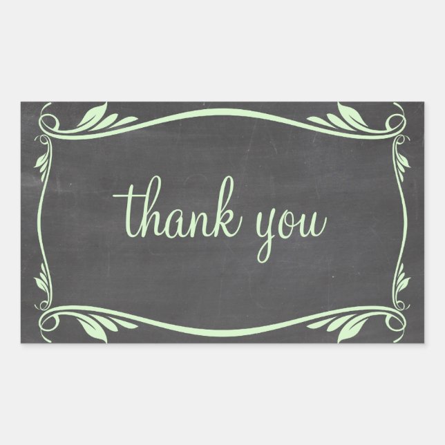 Adesivo Retangular Quadro Verde Flourado Obrigado Stickers (Frente)