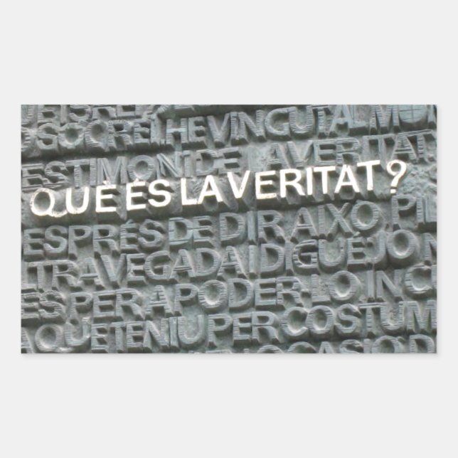 Adesivo Retangular Qual é a Verdade? Que es la Vertat? (Frente)