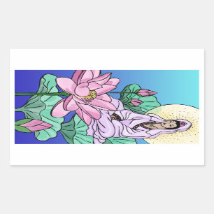 Adesivo Retangular Quan Yin (Kuan Yin) no Lotus