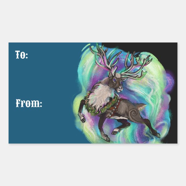 Adesivo Retangular Quando Reindeer Fly (Frente)