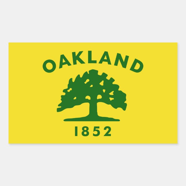Adesivo Retangular QUATRO Oakland, Califórnia Flag (Frente)